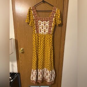 Target Yellow and White Patterned Maxi Dress